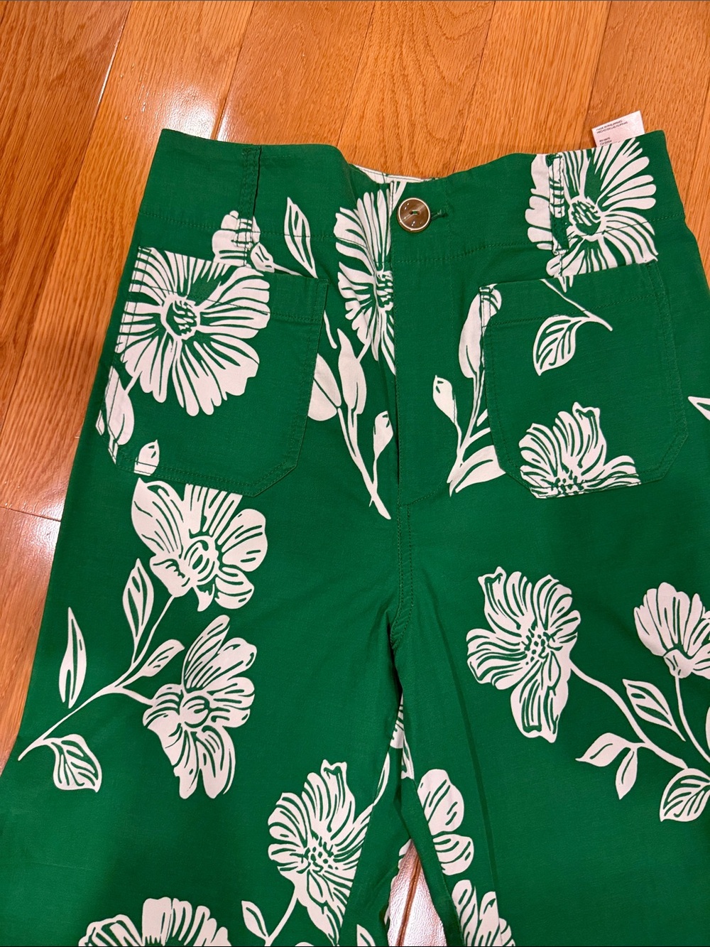 Anthropologie Green Wide-Leg Floral Pants - Picture 3 of 8